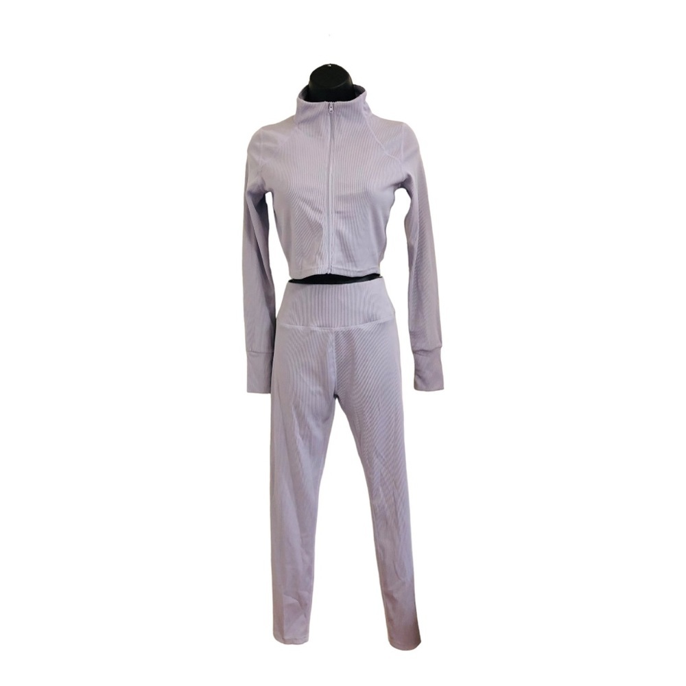3piece periwinkle crop jacket racerback sports bra leggings‎ active set size S - Picture 14 of 16